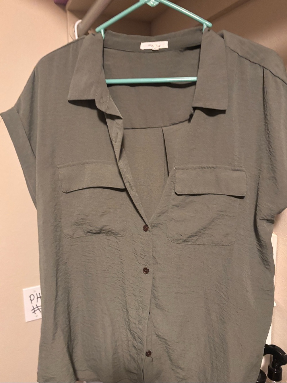 2 Pcs MAURICES utility button down Olive Green & Plaid Women's Top L